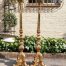 A Pair Of Painted And Mirror Inlaid Candlesticks