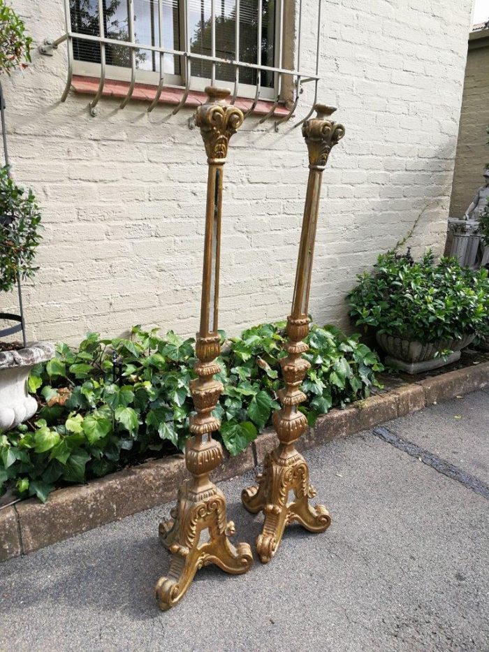 A Pair Of Painted And Mirror Inlaid Candlesticks - Image 3