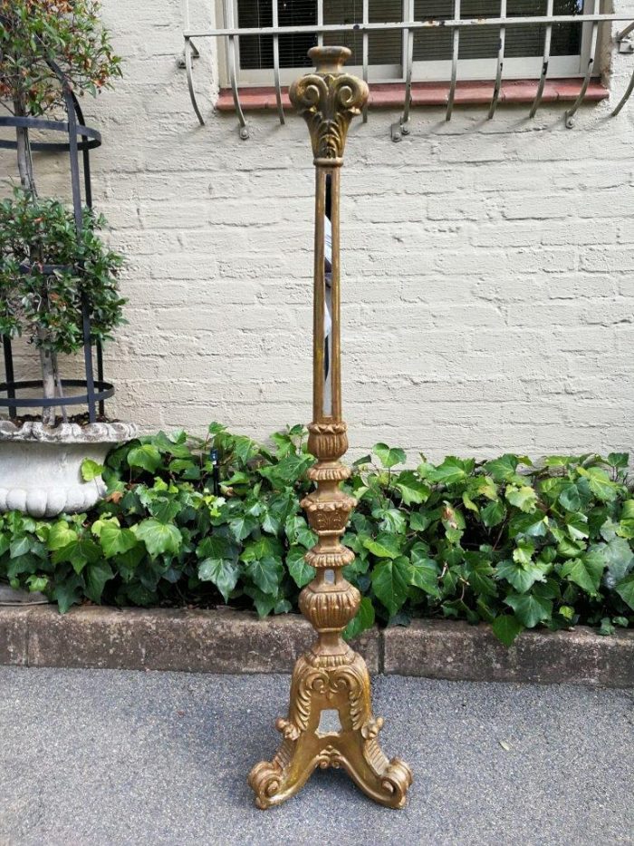 A Pair Of Painted And Mirror Inlaid Candlesticks - Image 4