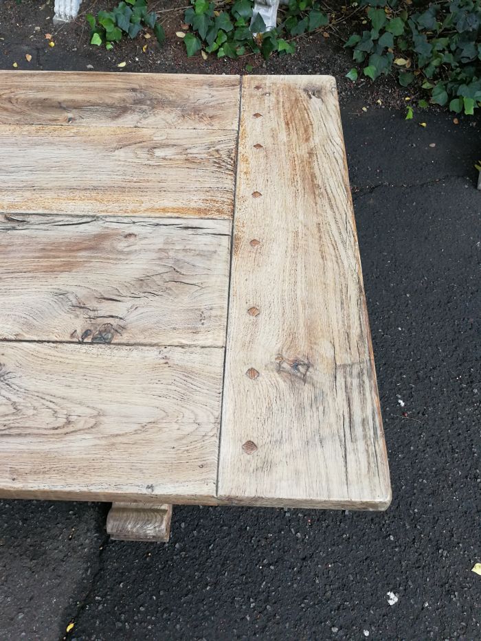 French Provincial Bleached / Natural Oak Refectory table/ Dining Table (8-Seater) - Image 7