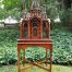 Antique Victorian Cathedral Architectural Style Carved Mahogany  Bird Cage On Stand