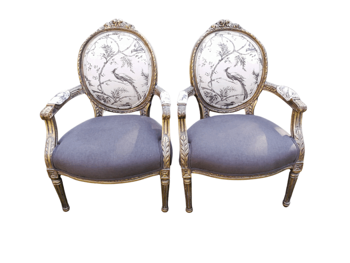 A Pair Of French Gilded Arm Chairs - ND