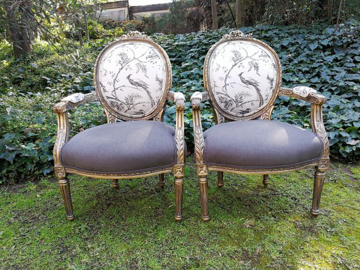 A Pair Of French Gilded Arm Chairs - ND - Image 10