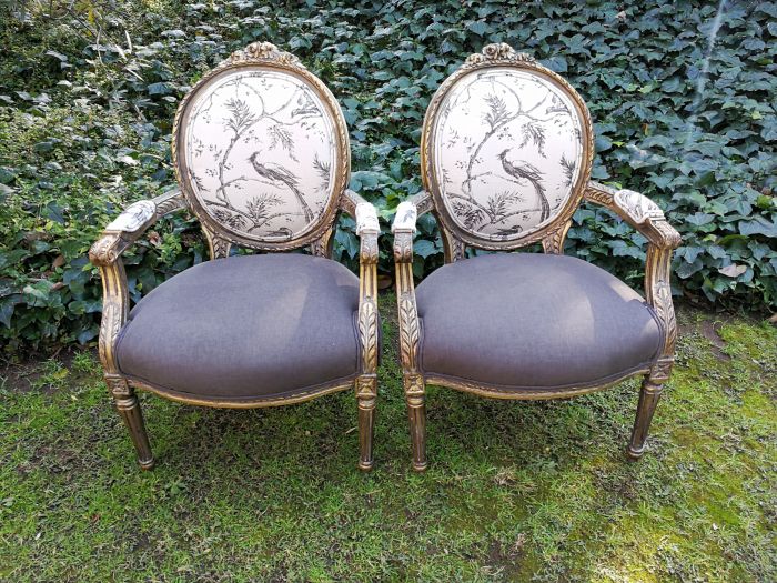 A Pair Of French Gilded Arm Chairs - ND - Image 9