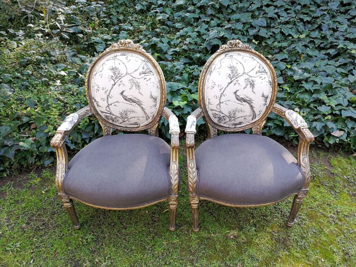 A Pair Of French Gilded Arm Chairs - ND - Image 8