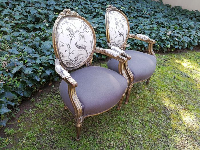 A Pair Of French Gilded Arm Chairs - ND - Image 6
