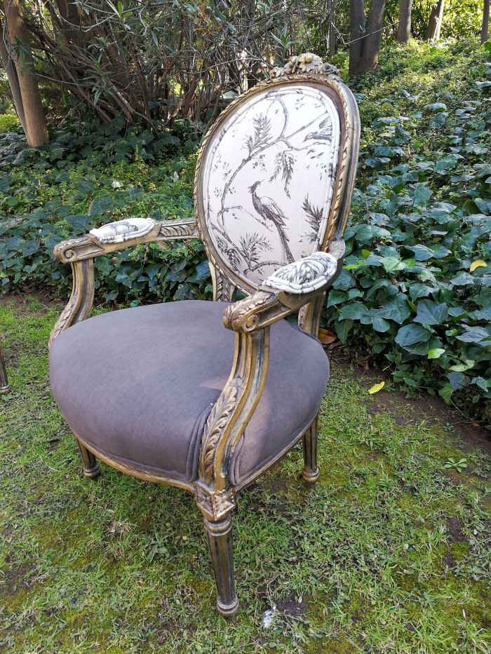 A Pair Of French Gilded Arm Chairs - ND - Image 4