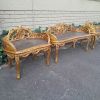 A French Style Set Of Carved and Hand-Gilded Rattan Settee With Two Chairs - Image 4