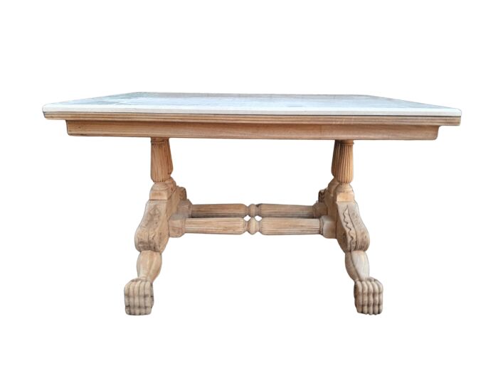 A 19th Century Walnut Heavily Carved and Bleached Table With Cream Marble Top (6–8-Seater)