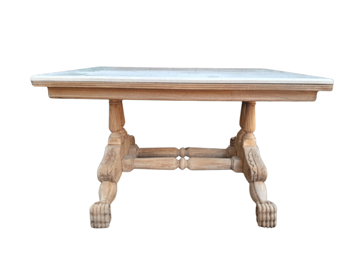 A 19th Century Walnut Heavily Carved and Bleached Table With Cream Marble Top (6–8-Seater)