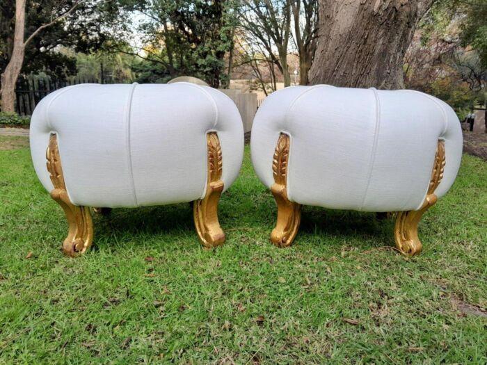 A 20th Century Pair Of French Style Tuffets Upholstered In Leather - Image 4