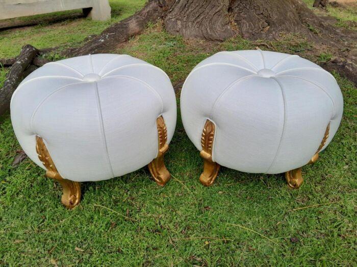 A 20th Century Pair Of French Style Tuffets Upholstered In Leather - Image 5