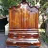 An 18th century (circa 1770) Dutch mahogany cabinet on bombe base/armoire with the original brass handles and lock plates - Image 2
