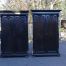 A rare near pair of 19th century Anglo Indian ebonised teak wood armoires / cupboards / linen presses