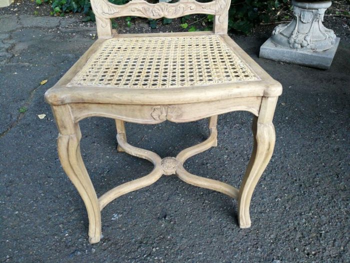 A Set Of Ten Antique French Provincial Carved Bleached / Natural Oak Dining Chairs With Rattan Seats.  Circa 1860-1900’s - Image 7