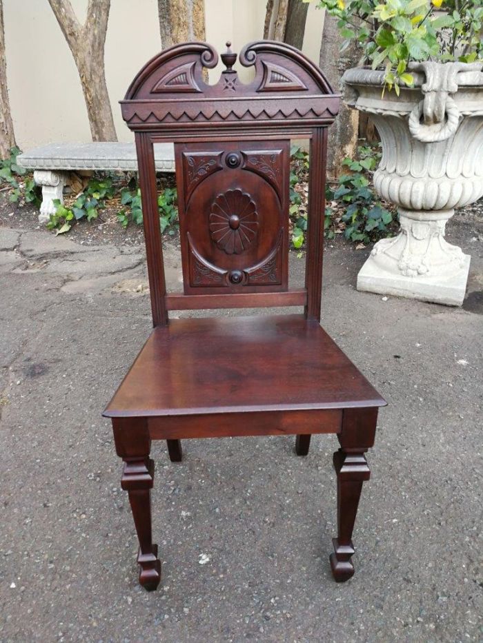 A Pair Of Victorian Mahogany Hall Chairs - Image 4