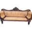 A Cape Mahogany And Upholstered Settee With Brass Feet And Brass Castors