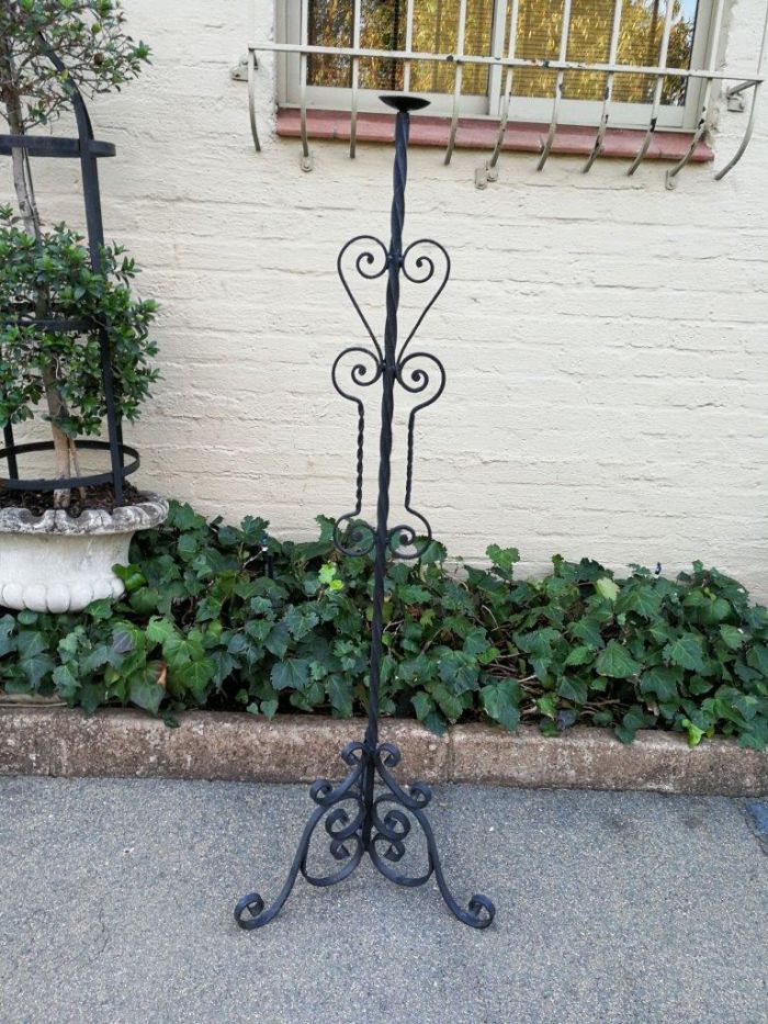 A Set Of Three Vintage Floor Standing Wrought Iron Candelabras - Image 5