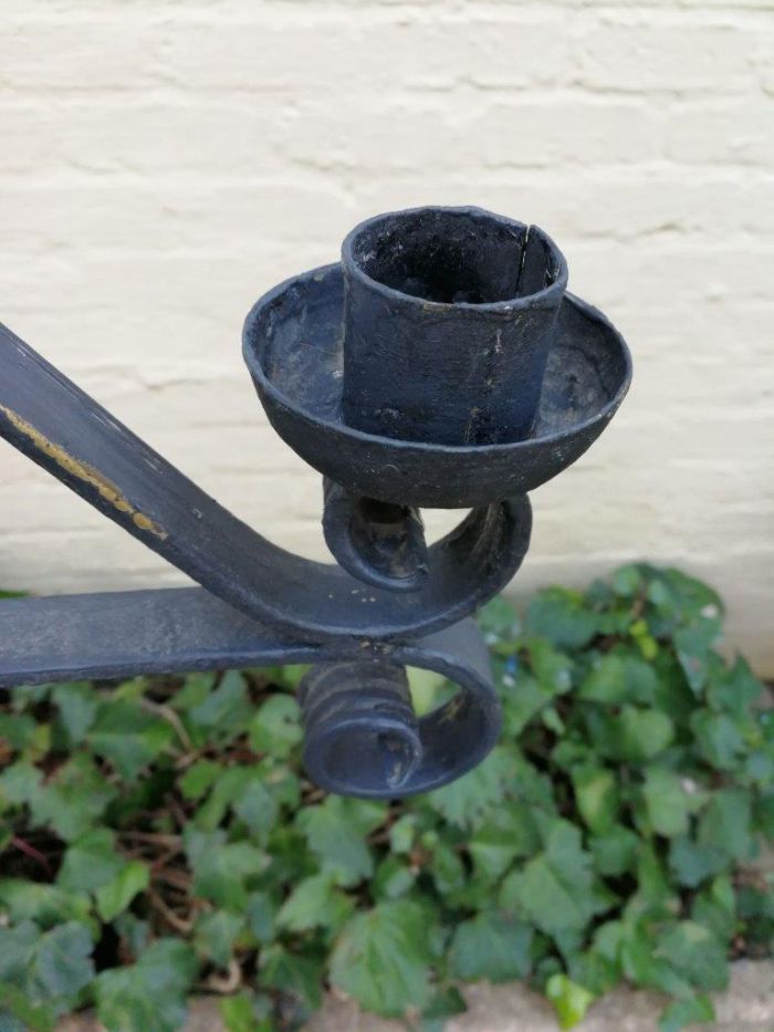 A Set Of Three Vintage Floor Standing Wrought Iron Candelabras - Image 7