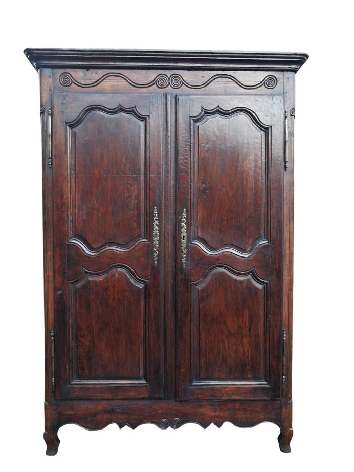 19th Century French Provincial Oak Armoire With Key