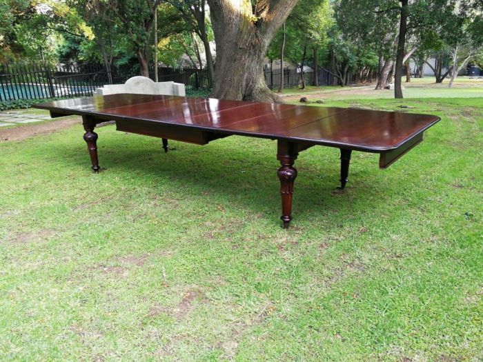 A Victorian Mahogany Fourteen To Sixteen Seater Dining Table / Refectory Table With Five Extension Leaves, On Brass Casters - Image 3