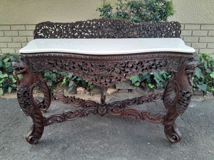 A near pair of Anglo Indian Rosewood Serpentine Console / Server Tables (one 19th Century and one rare Circa 1895) - Image 8