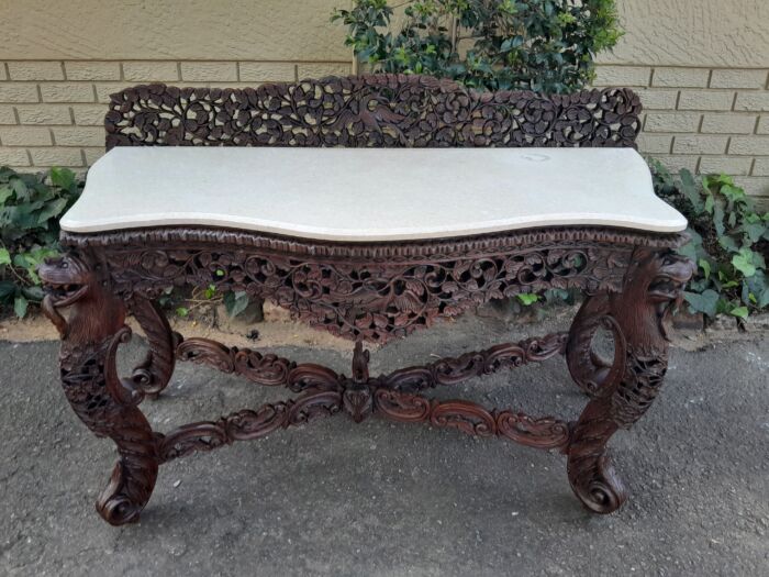 A near pair of Anglo Indian Rosewood Serpentine Console / Server Tables (one 19th Century and one rare Circa 1895) - Image 9