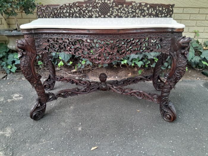 A near pair of Anglo Indian Rosewood Serpentine Console / Server Tables (one 19th Century and one rare Circa 1895) - Image 13