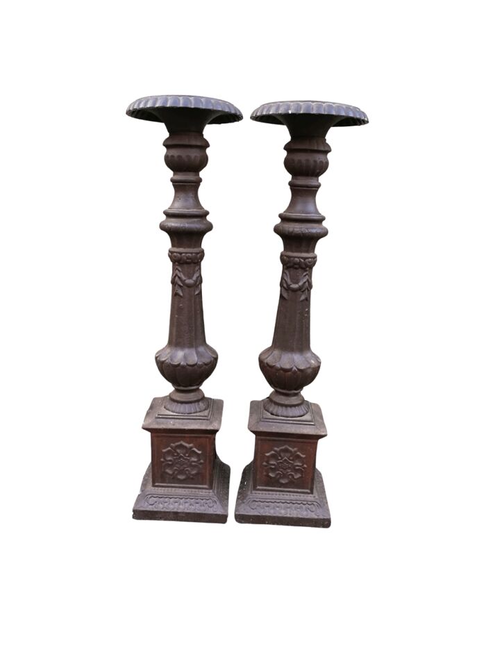 Pair Of French Cast Iorn Candle Holders
