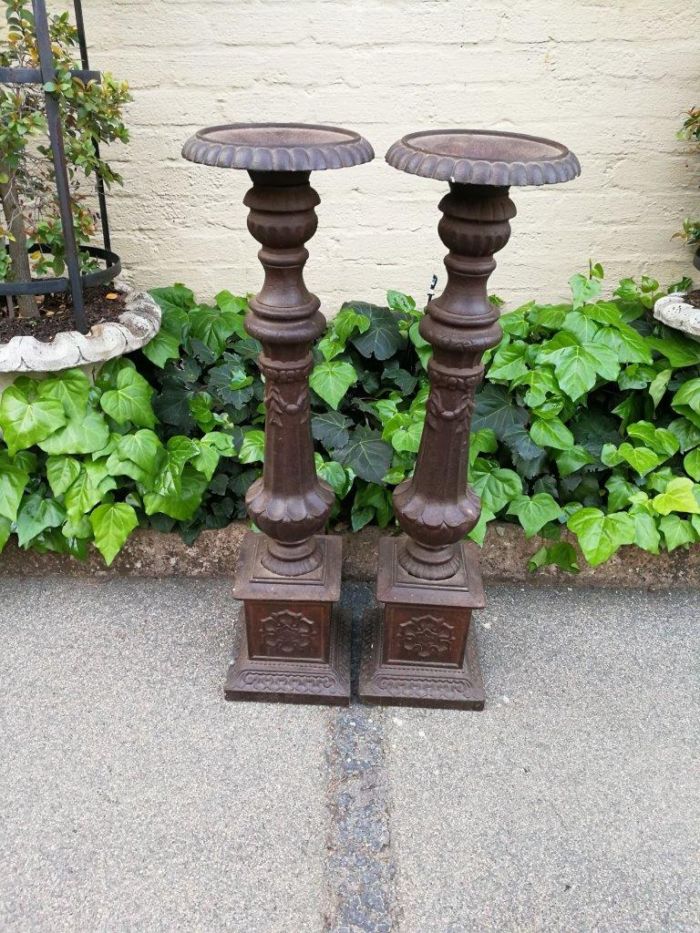 Pair Of French Cast Iorn Candle Holders - Image 2