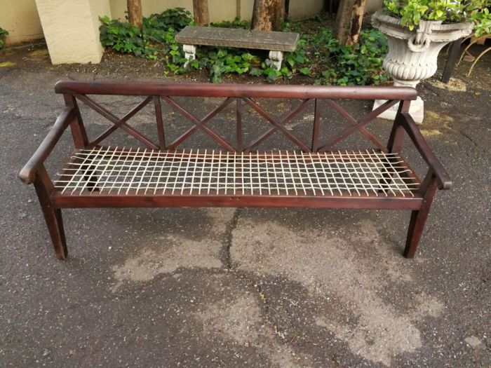 A Fruitwood Sandveld Riempies Bench - Image 3