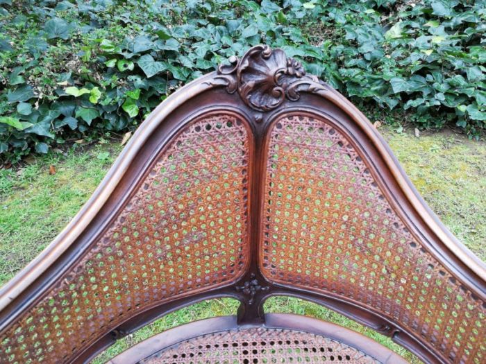 A French Walnut Carved And Rattan Chair - Image 7