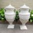 A Pair Of Concrete Urns With Handles And  Lids