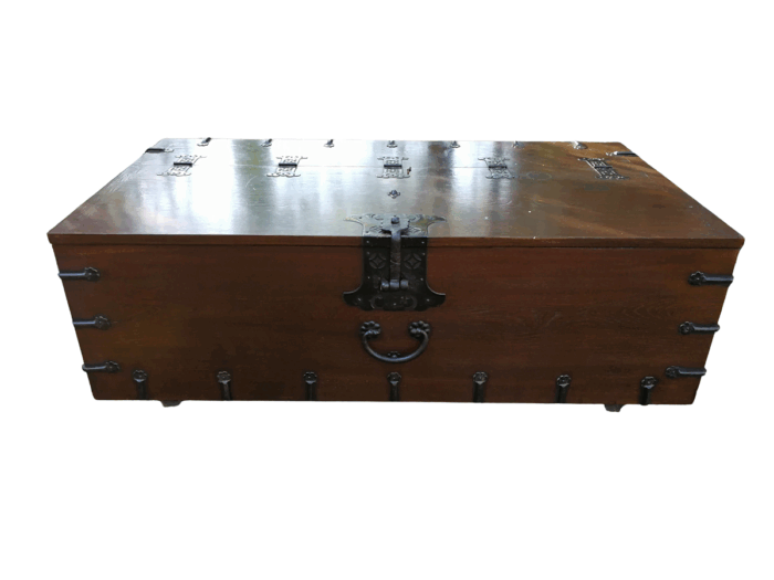 A Korean Elm Badaji Chest With Metal & Iron Lock & Handles