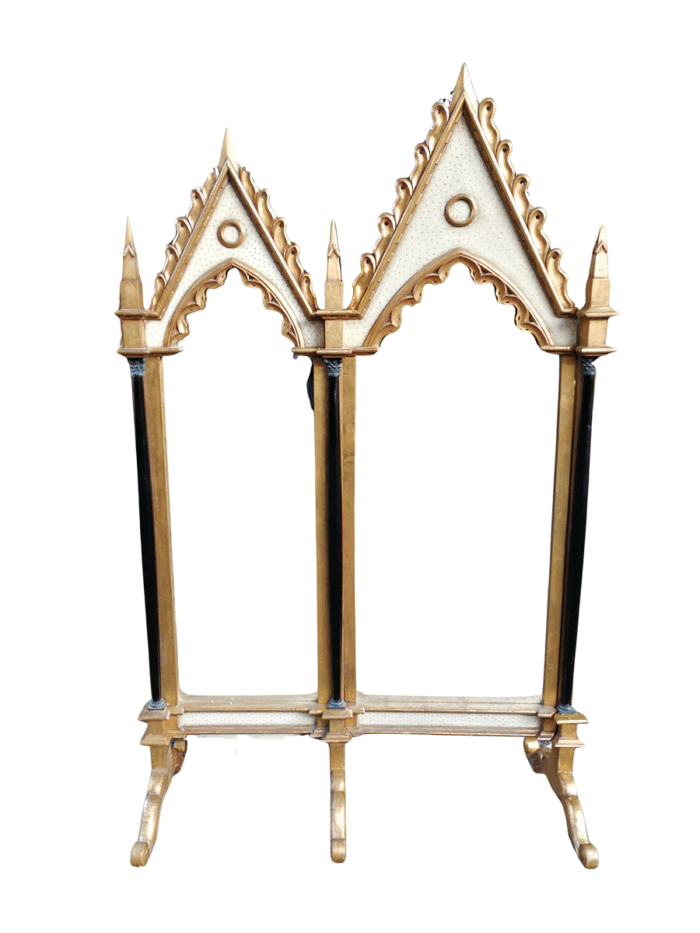 A Pair Of Antique Cathederal Style Heavy Mirrors