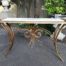 A Metal Entrance Table/Drinks Table With Cream Marble Top