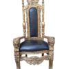 A 20th Century French Style Carved and Gilded King / Throne Armchairs Upholstered in Leather