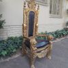 A 20th Century French Style Carved and Gilded King / Throne Armchairs Upholstered in Leather - Image 4