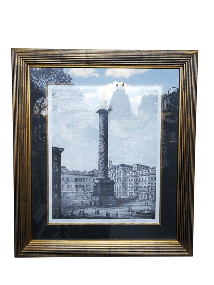 A Veduta Della Colonna Antonina, O Sia Piazza Colonna (Column Of Marcus Aurelius) Etching Print In Frame