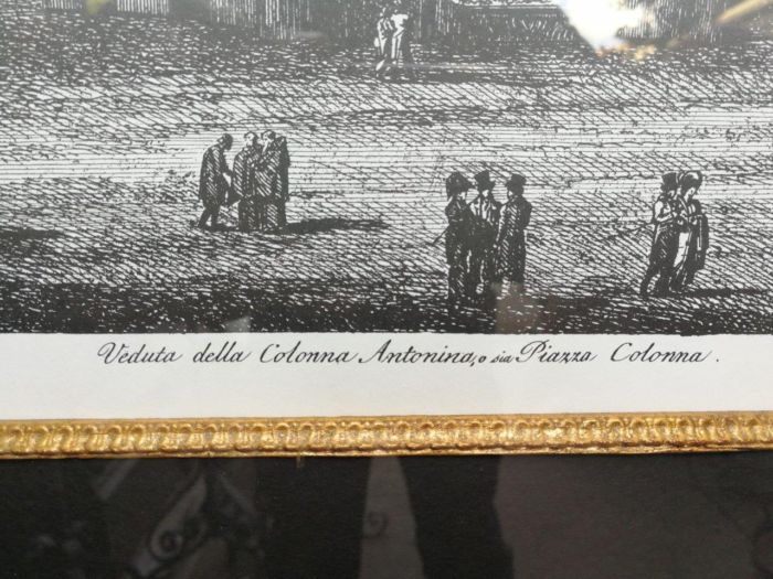 A Veduta Della Colonna Antonina, O Sia Piazza Colonna (Column Of Marcus Aurelius) Etching Print In Frame - Image 5