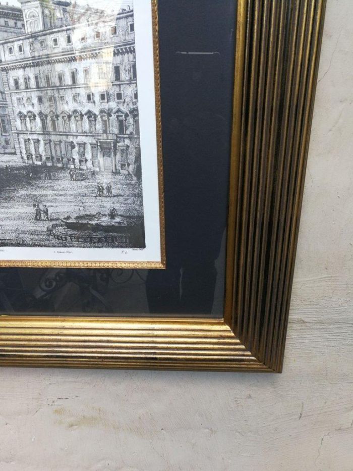 A Veduta Della Colonna Antonina, O Sia Piazza Colonna (Column Of Marcus Aurelius) Etching Print In Frame - Image 7
