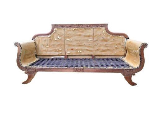 A Carved And Bleached Wooden Settee