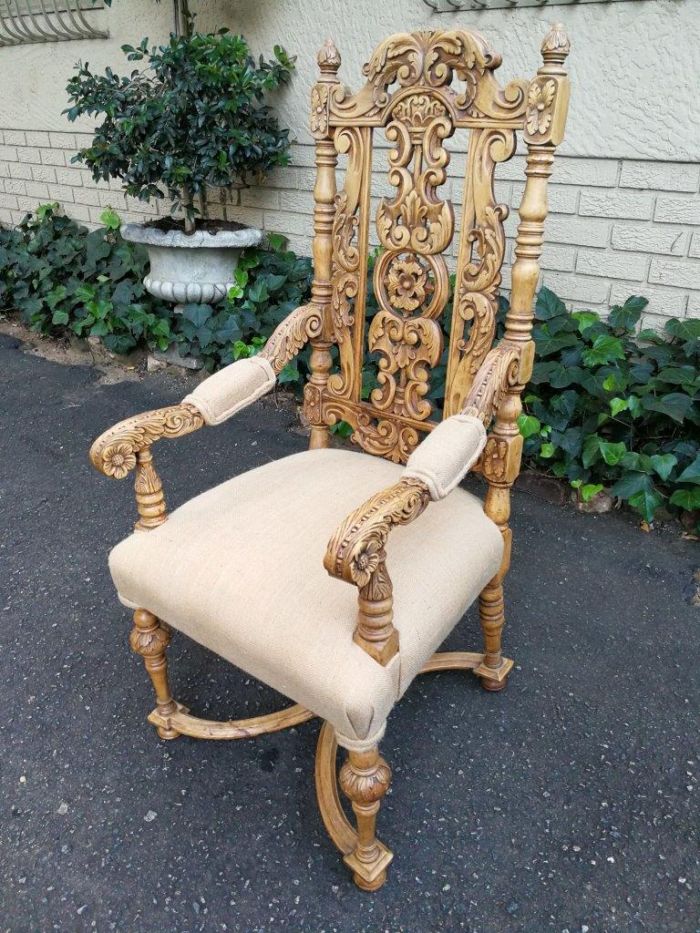 A Flemish Style Carved Wooden Armchair - Image 2