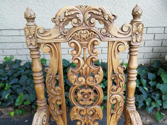 A Flemish Style Carved Wooden Armchair - Image 4