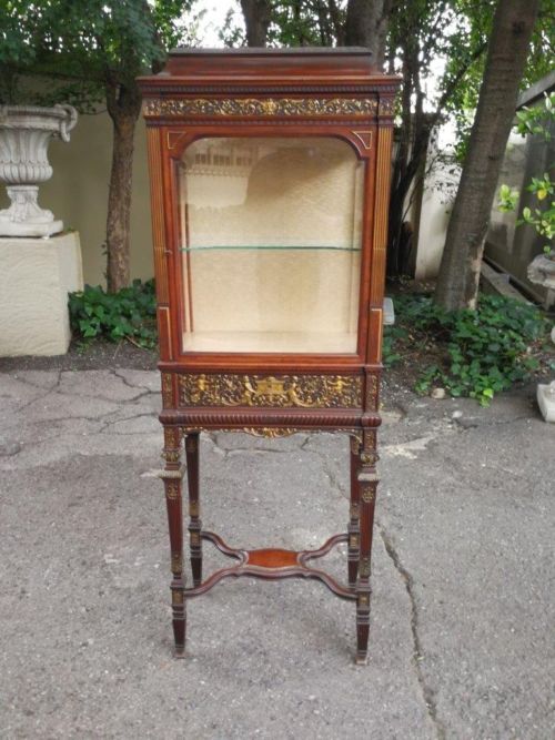 A Rare Walnut Circa 1895 Continental Display Cabinet