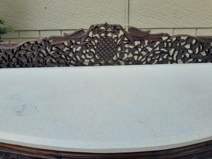 A 19th Century Anglo-Indian Carved Rosewood Serpentine Console Table With Marble Top - Image 6