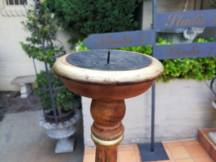 A Pair Of Gilded Wooden Candle Holders - Image 6