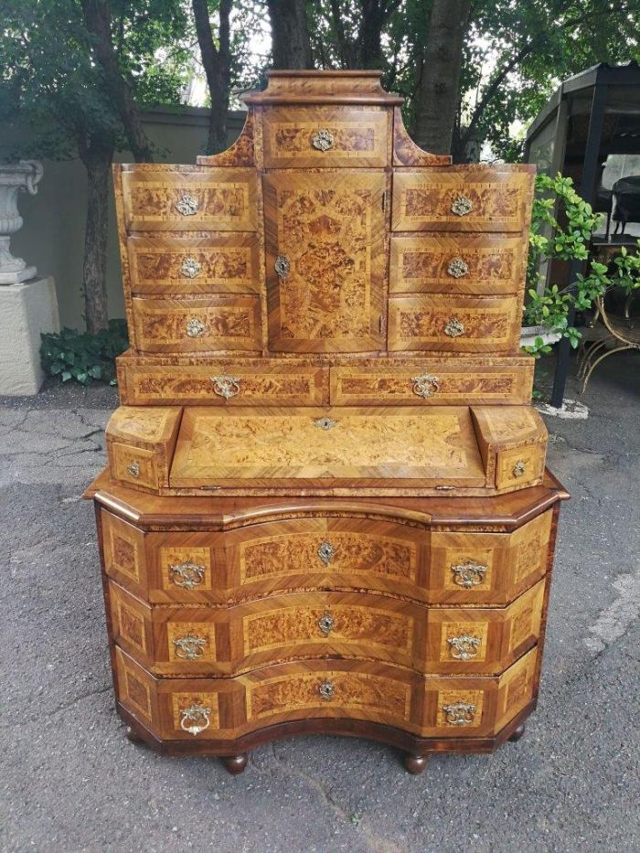 An 18th Century Rare Baroque Parquetry Burr Walnut Bureau Secretaire - Image 2