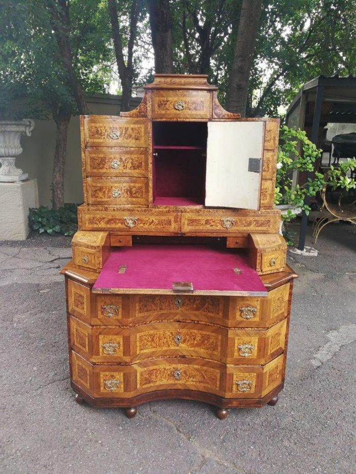 An 18th Century Rare Baroque Parquetry Burr Walnut Bureau Secretaire - Image 5