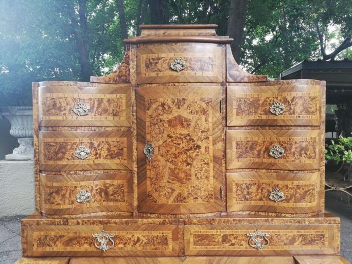 An 18th Century Rare Baroque Parquetry Burr Walnut Bureau Secretaire - Image 7